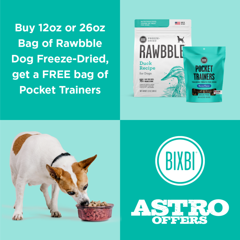 Astro | BIXBI | FREE Pocket Trainers with a Qualifying Freeze-Dried Dog Food Purchase