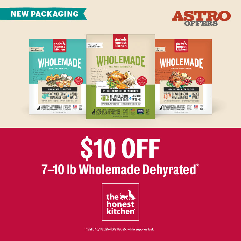Astro | The Honest Kitchen | $10.00 OFF 7lb -10lb Wholemade Dehydrated Food