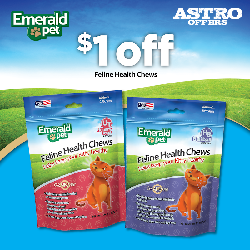 Astro | Emerald Pet | $1.00 OFF Feline Health Chews
