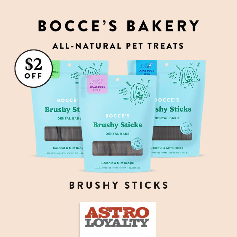 Astro | Bocce's Bakery | $2.00 OFF Bocce's Brushy Sticks 