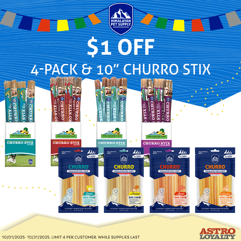 Astro | Himalayan Pet Supply | $1.00 OFF Churro & Churro Stix