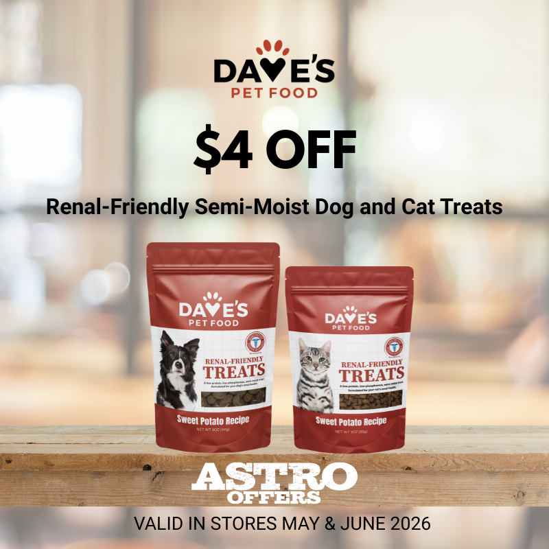 Astro | Dave's Pet Food | $4.00 OFF Renal-Friendly Semi-Moist Treats