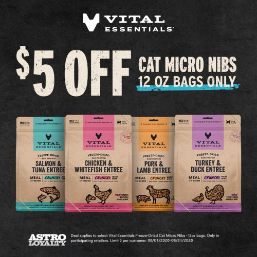 Astro | Vital Essentials | $5.00 OFF 12oz Freeze-Dried Cat Micro Nibs