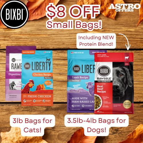 Astro | BIXBI | $8.00 OFF Small Bags of Dog or Cat Kibble