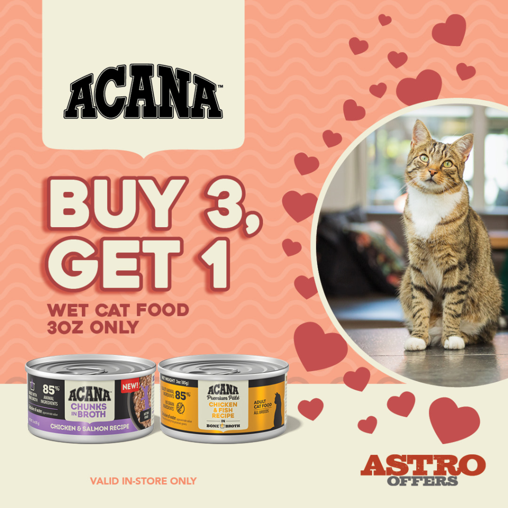 Astro | ACANA | Buy 3, Get 1 FREE on 3oz Wet Cat Food