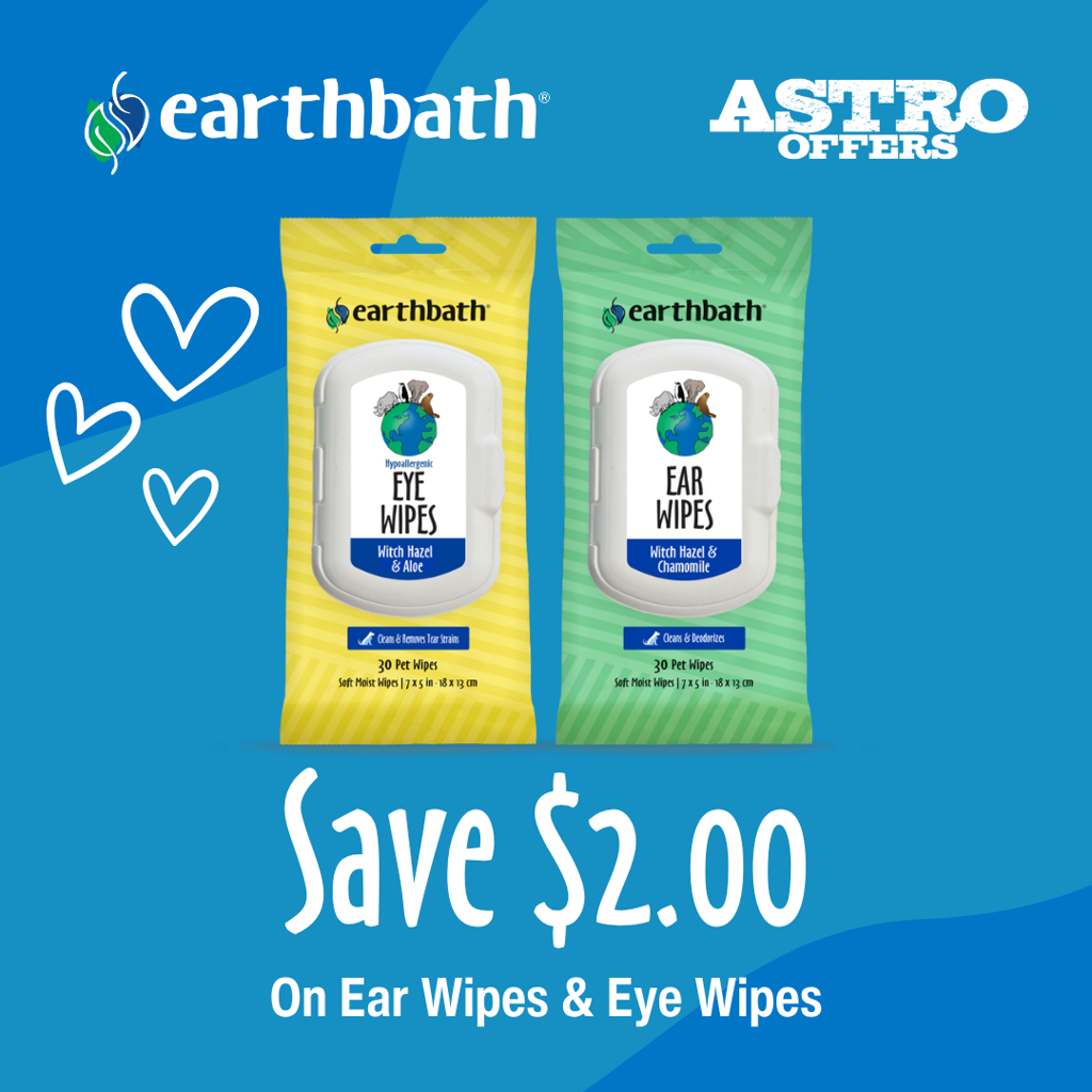 Astro | earthbath | $2.00 OFF Ear Wipes & Eye Wipes