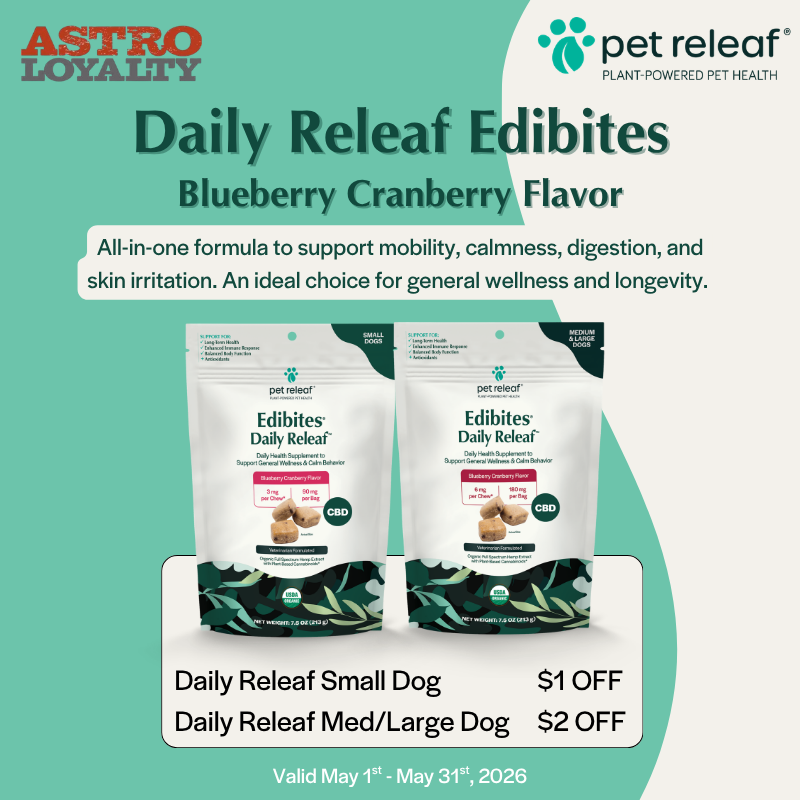 Astro | Pet Releaf | Dollars OFF Blueberry Cranberry Daily Releaf Edibites
