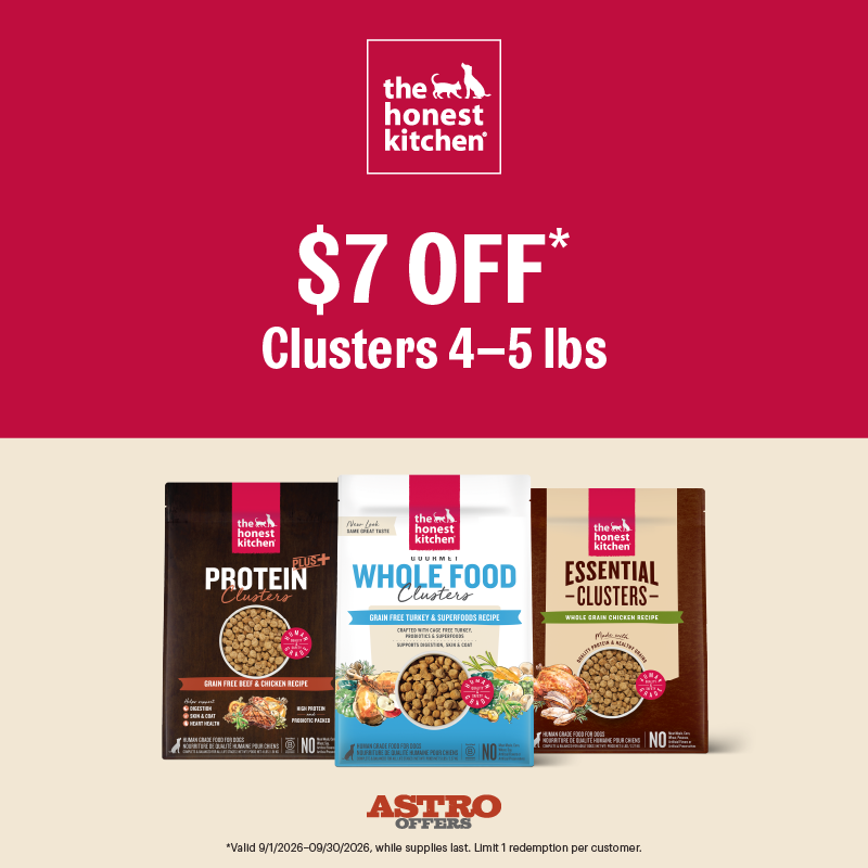 Astro | The Honest Kitchen | $7.00 OFF 4lb to 5lb Clusters