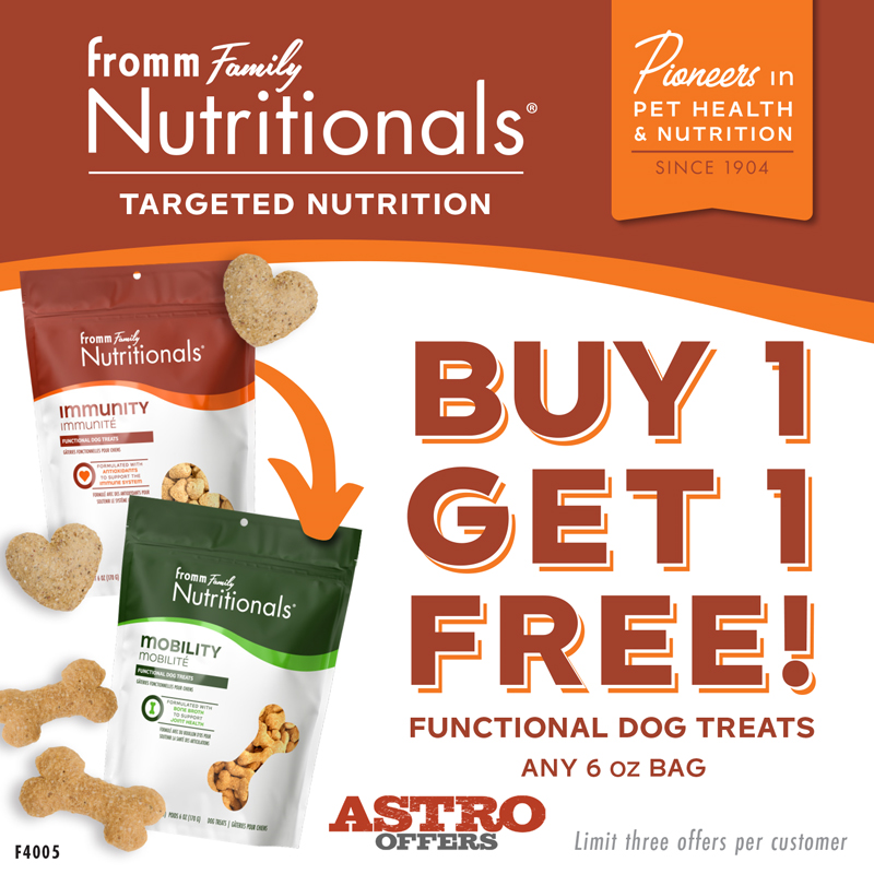 Astro | Fromm | Buy 1, Get 1 FREE on Nutritionals Dog Treats!