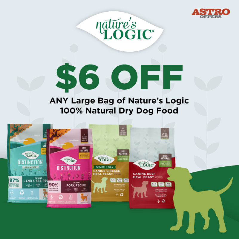 Astro | Nature's Logic | $6.00 OFF Large Bags of Dog Kibble