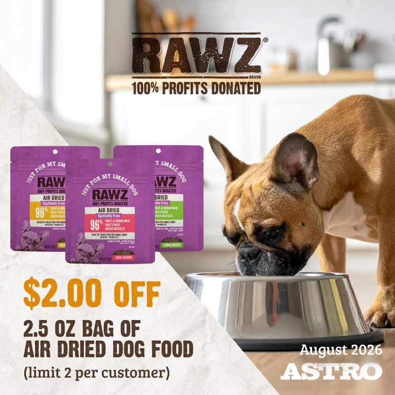 Astro | RAWZ | $2.00 OFF 2.5oz Air Dried Dog Food