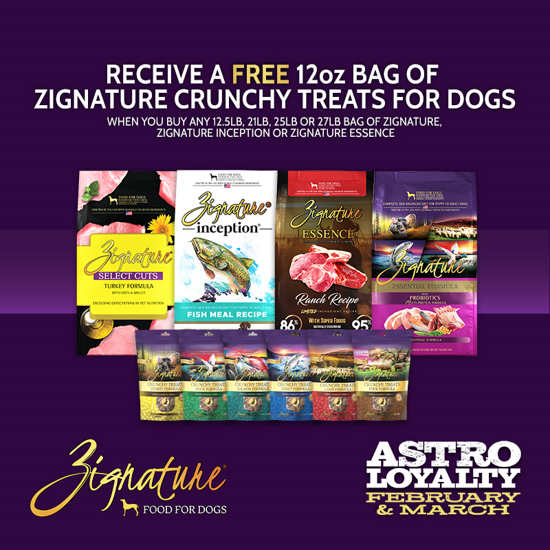 Astro | Zignature | FREE Crunchy Treat with Purchase of Dry Dog Food