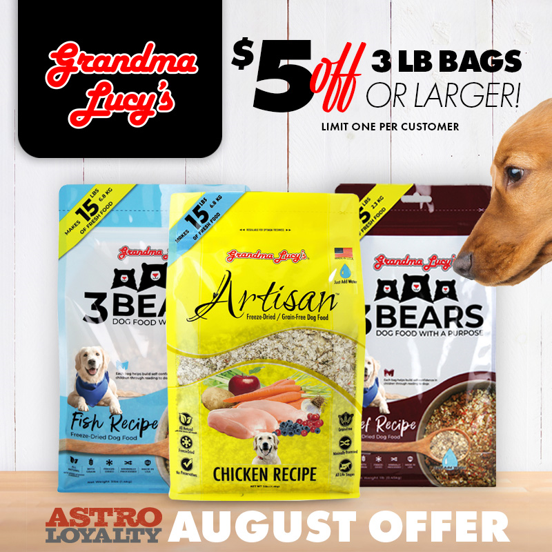 Astro | Grandma Lucy's | $5.00 OFF 3lb Bags or Larger of Dog Food
