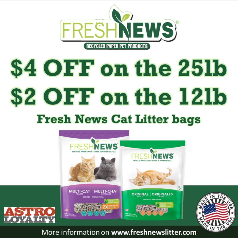 Astro | Fresh News | Dollars OFF 12lb and 25lb Cat Litter 