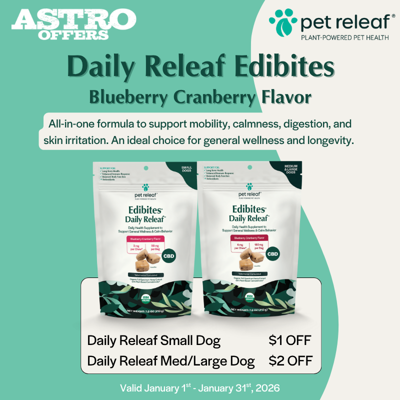 Astro | Pet Releaf | Dollars OFF Blueberry Cranberry Daily Releaf Edibites