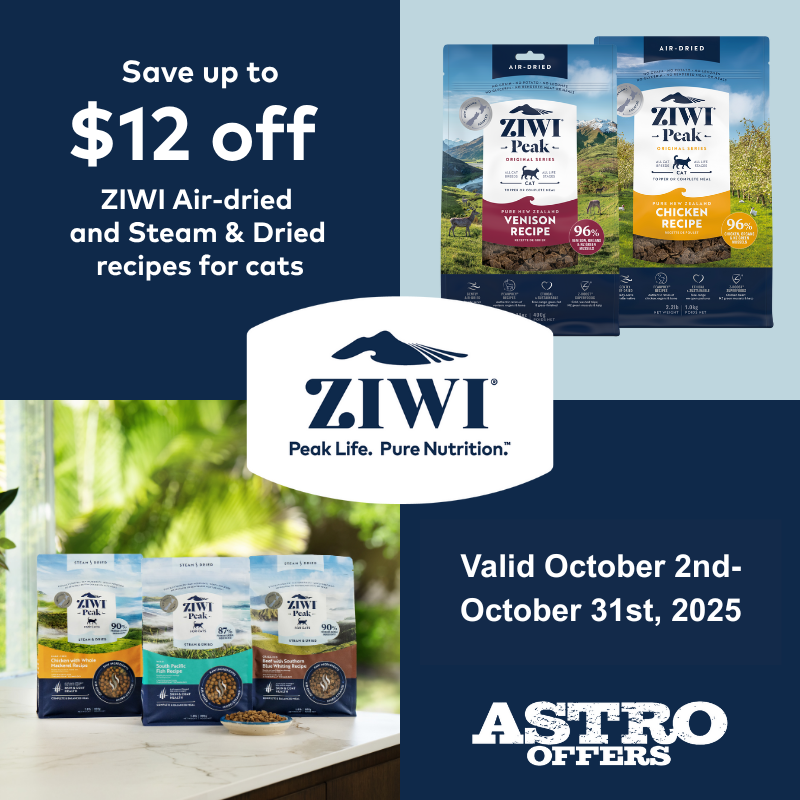 Astro | ZIWI | Dollars OFF Air-Dried and Steam & Dried Recipes for Cats
