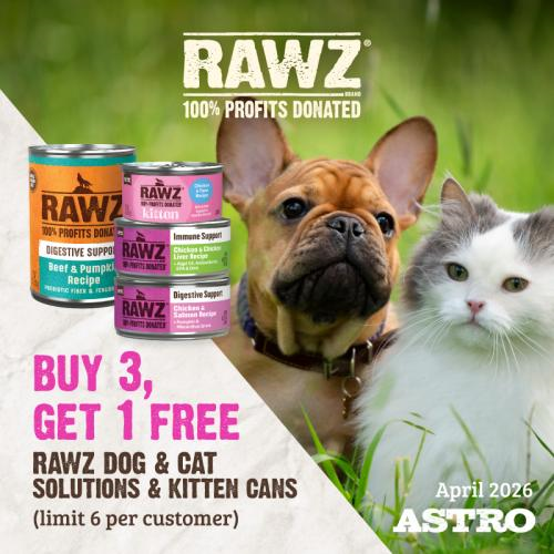 Astro | RAWZ | Buy 3, Get 1 FREE on Select Solutions Dog & Cat Cans