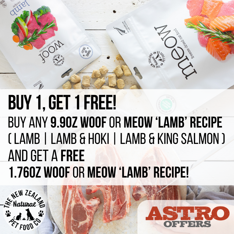 Astro | NZ Natural Pet Food | Buy a 9.9oz 'Lamb' Recipe, Get a 1.76oz 'Lamb' Recipe FREE!