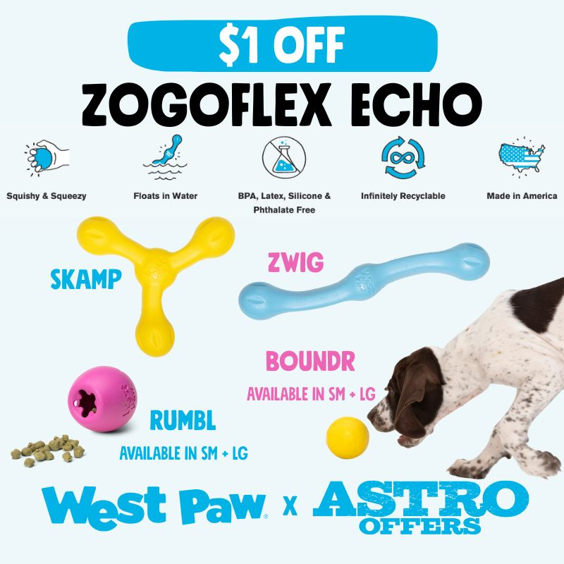 Astro | West Paw | $1.00 OFF Zogoflex Echo Fetch Toys
