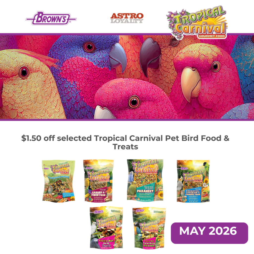 Astro | FM Brown's | $1.50 OFF Select Pet Bird Foods and Treats 