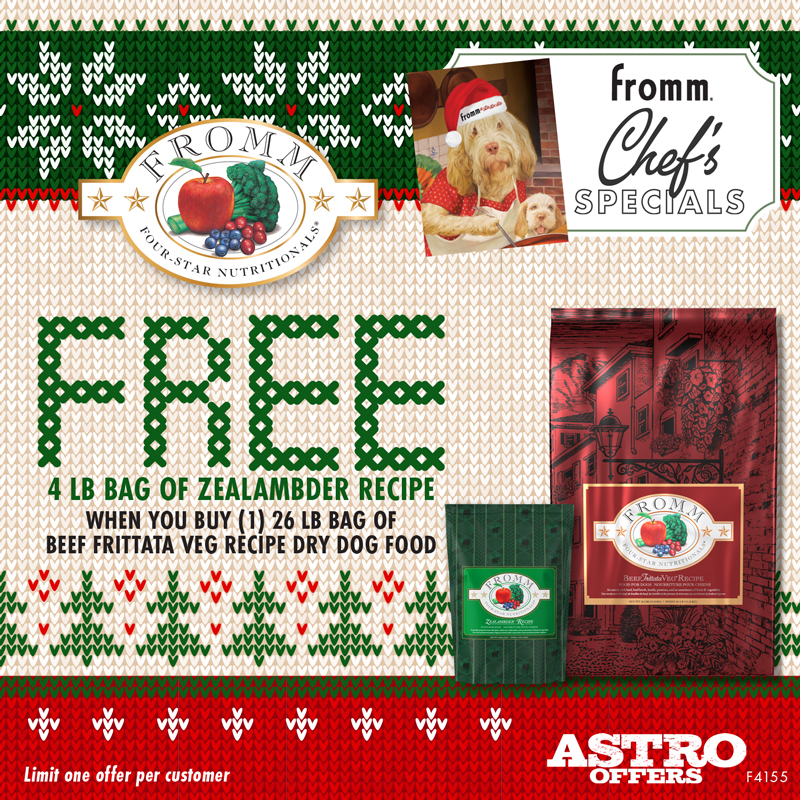 Astro | Fromm | FREE 4lb Zealamber Dog Food with Qualifying Purchase