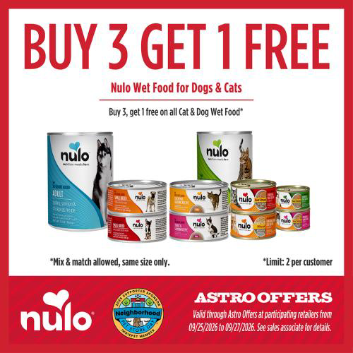 Astro | Nulo US | NPSD | Buy 3, Get 1 FREE on 5.5oz-6oz Dog & Cat Wet Food