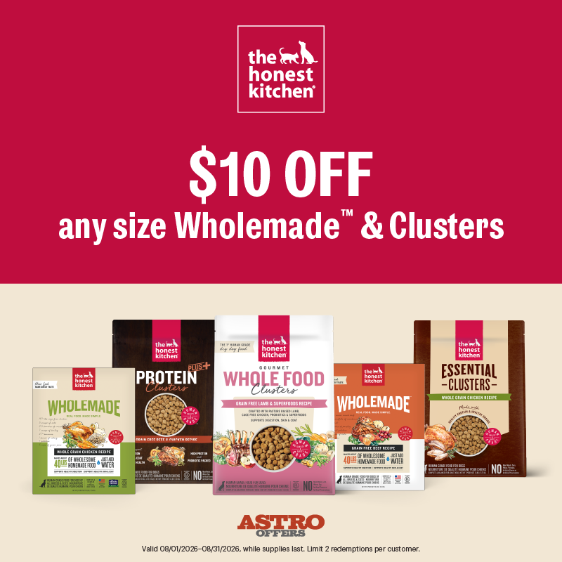 Astro | The Honest Kitchen | $10.00 OFF All Sizes of Wholemade and Clusters