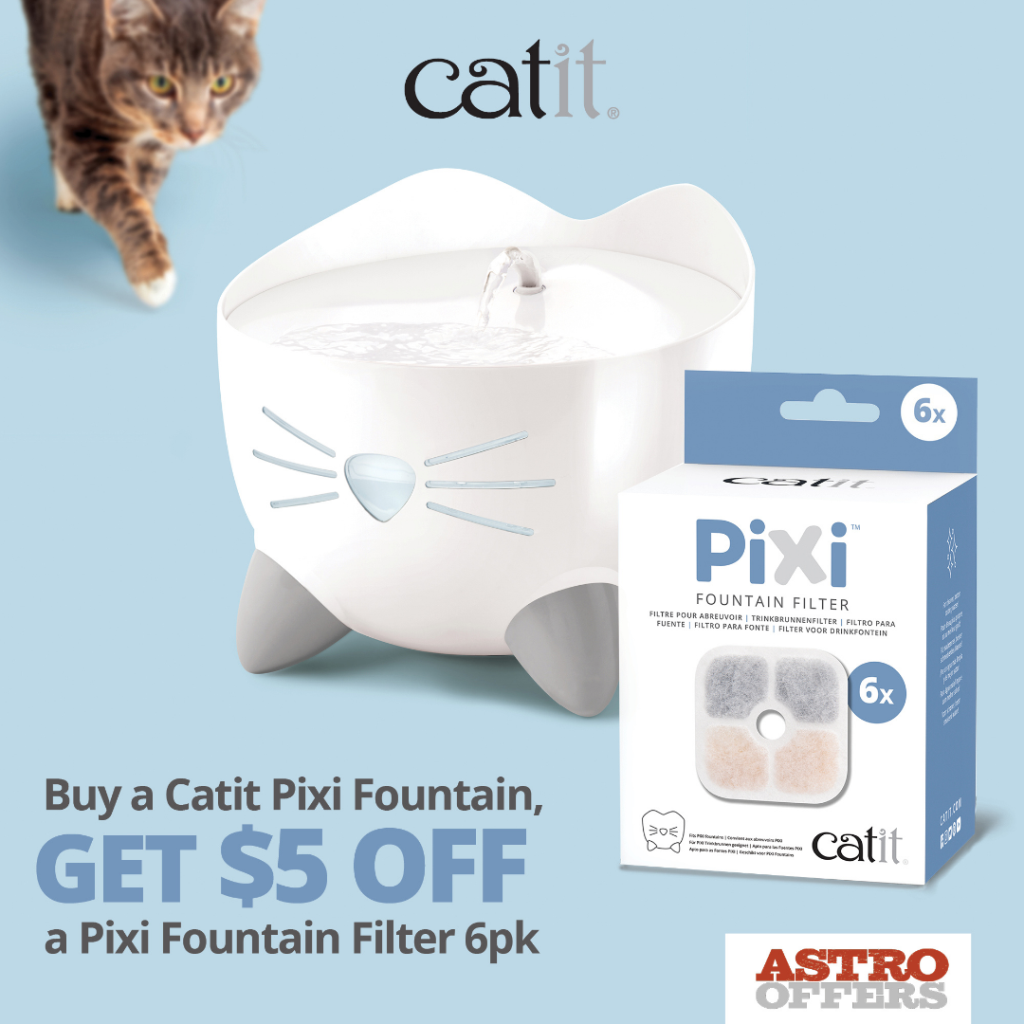 Astro | Catit | $5.00 OFF PIXI Fountain Filters 6pk with PIXI Fountain Purchase