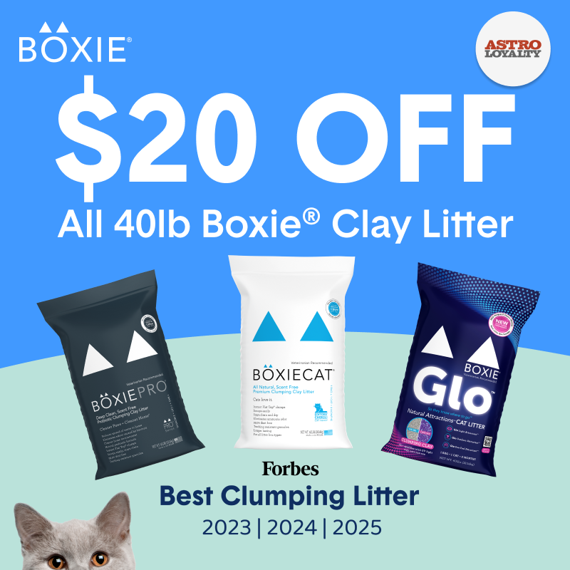 Astro | Boxiecat | $20.00 OFF 40lb BOXIE Clay Litter