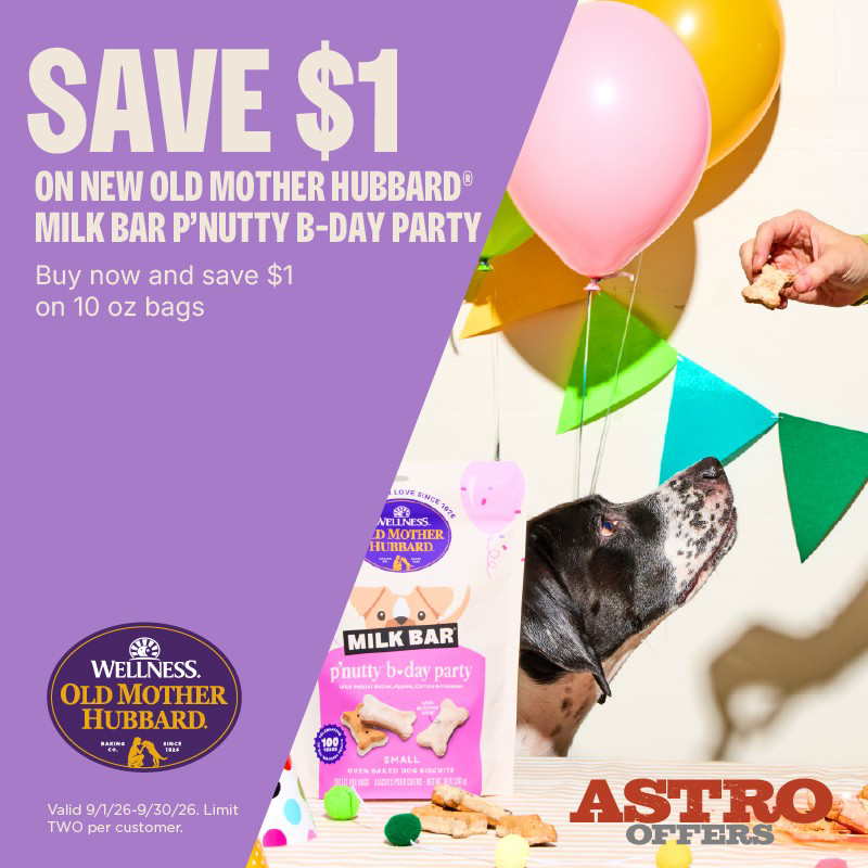 Astro | Old Mother Hubbard | $1.00 OFF 10oz P'Nutty B-Day Party