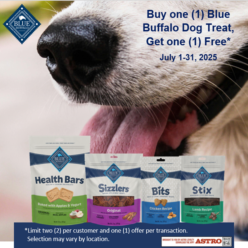 Astro | Blue Buffalo | Buy 1, Get 1 FREE on Select Dog Treats