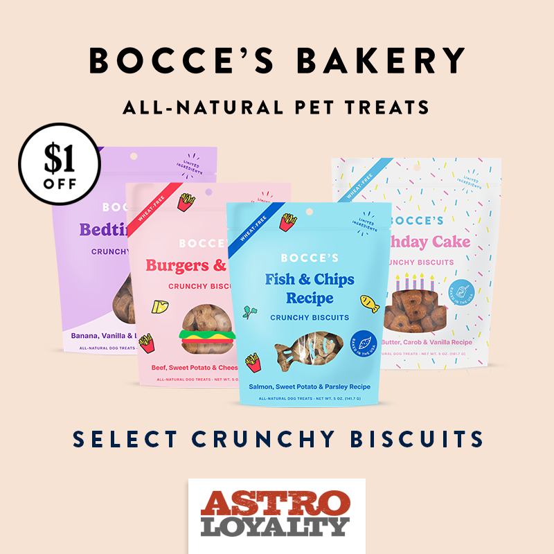 Astro | Bocce's Bakery | $1.00 OFF Select Crunchy Biscuits