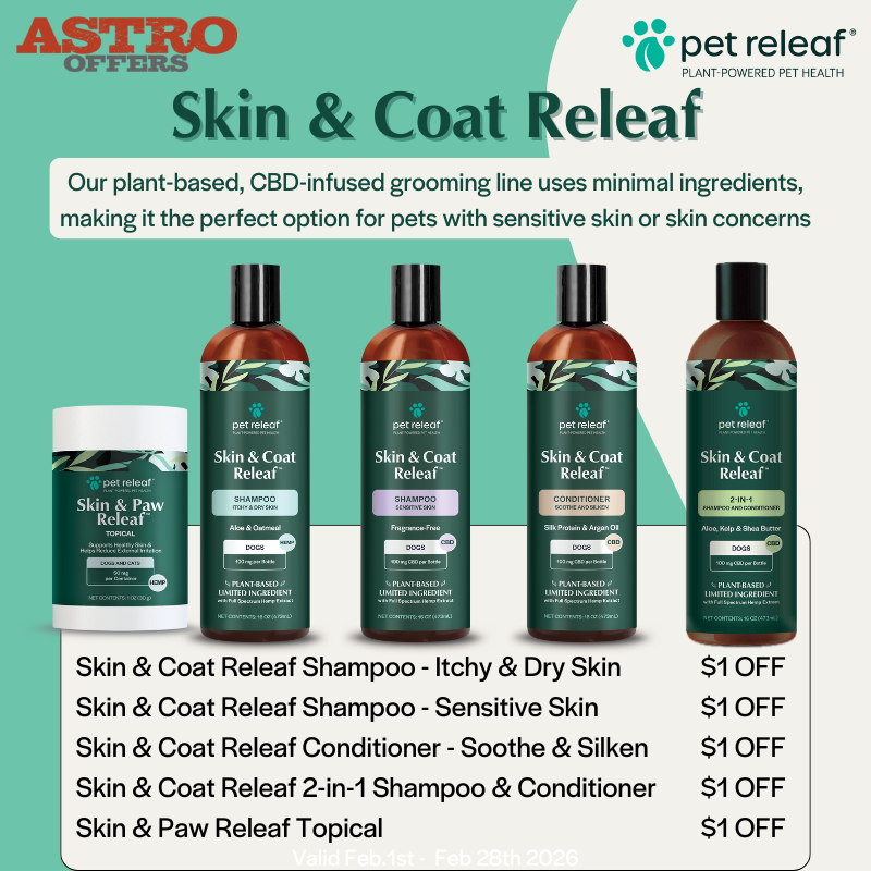 Astro | Pet Releaf | $1.00 OFF Skin & Coat Releaf