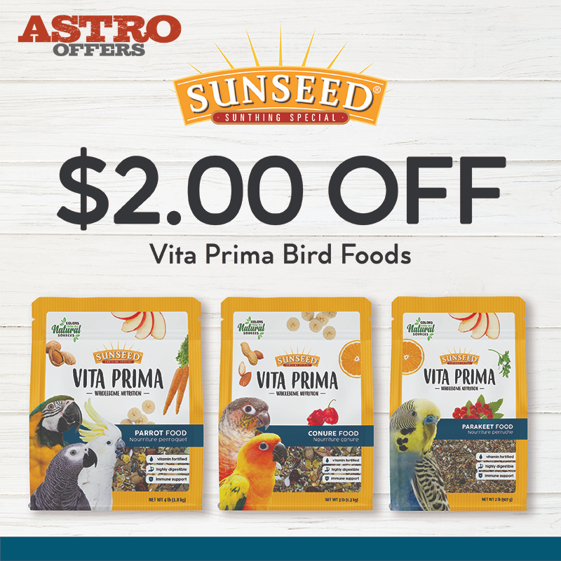 Astro | Vitakraft - Sunseed | $2.00 OFF Vita Prima Bird Food