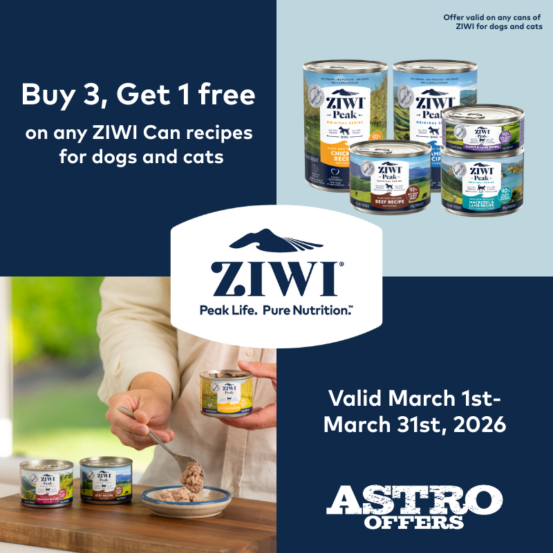 Astro | ZIWI | Buy 3, Get 1 FREE on Dog and Cat Cans