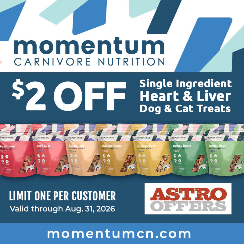 Astro | Momentum | $2.00 OFF Freeze-Dried Single Ingredient Heart & Liver Treats