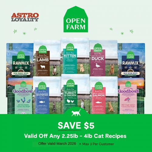 Astro | Open Farm | $5.00 OFF Select Dry Cat Food Recipes