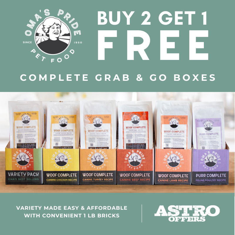 Astro | Oma's Pride | Buy 2 Complete 1lb Grab N Go's, Get 1 FREE!
