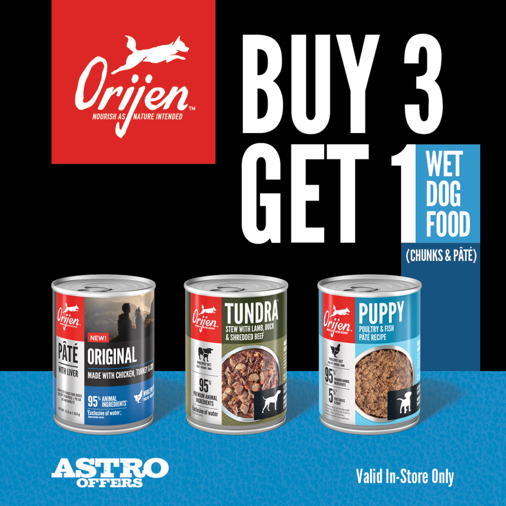 Astro | ORIJEN | Buy 3, Get 1 FREE on ORIJEN Wet Dog Food