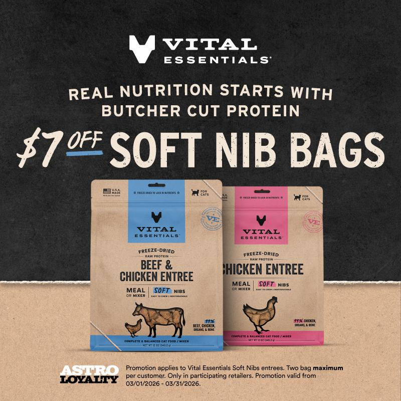 Astro | Vital Essentials | $7.00 OFF 12oz Freeze-Dried Cat Soft Nibs