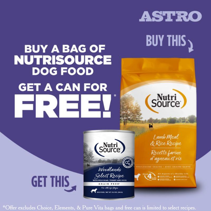 Astro | NutriSource | Buy Dog Kibble, Get a Select Dog Can FREE!