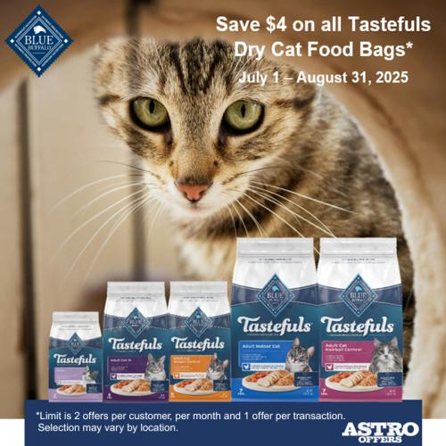 Astro | Blue Buffalo | $4.00 OFF Tastefuls Dry Cat Food