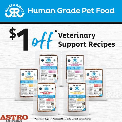 Astro | Raised Right | $1.00 OFF 16oz Veterinary Support Recipes