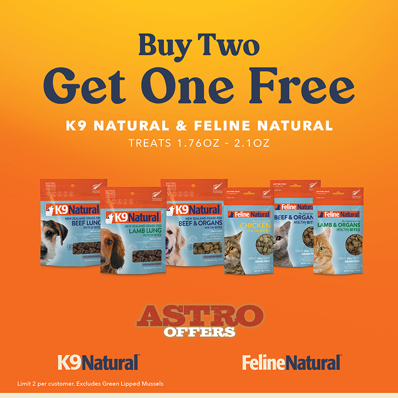 Astro | K9 and Feline Natural | Buy 2, Get 1 FREE on Treats