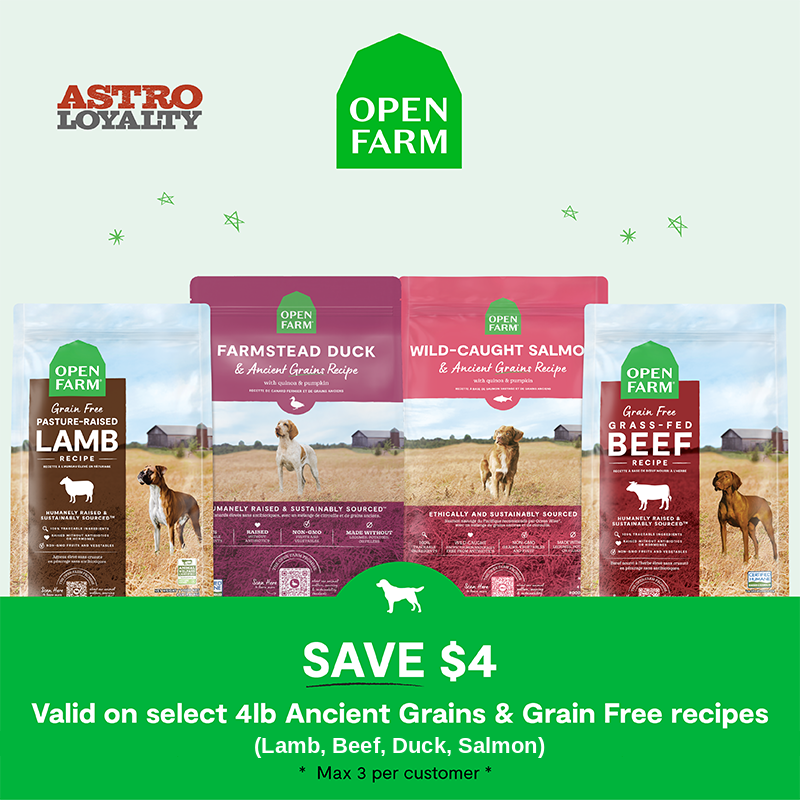 Astro | Open Farm | $4.00 OFF Select 4lb Dog Dry Food Recipes