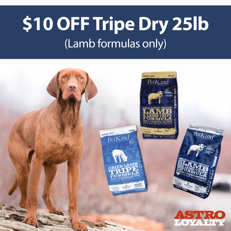 Astro | PetKind | $10.00 OFF 25lb Lamb Tripe Dry