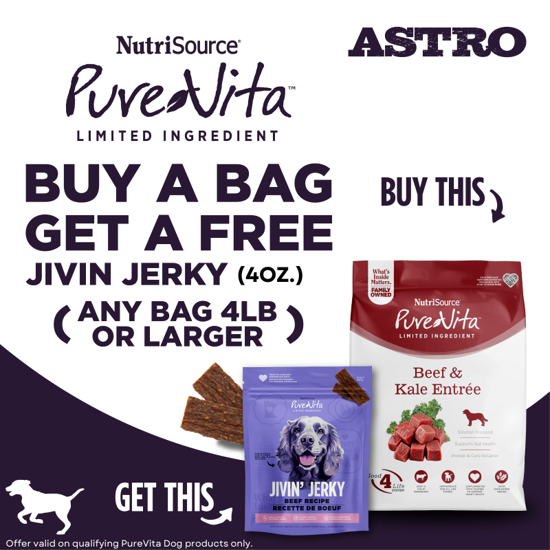 Astro | PureVita | Buy Dog Kibble, Get a FREE Jivin' Jerky Treat