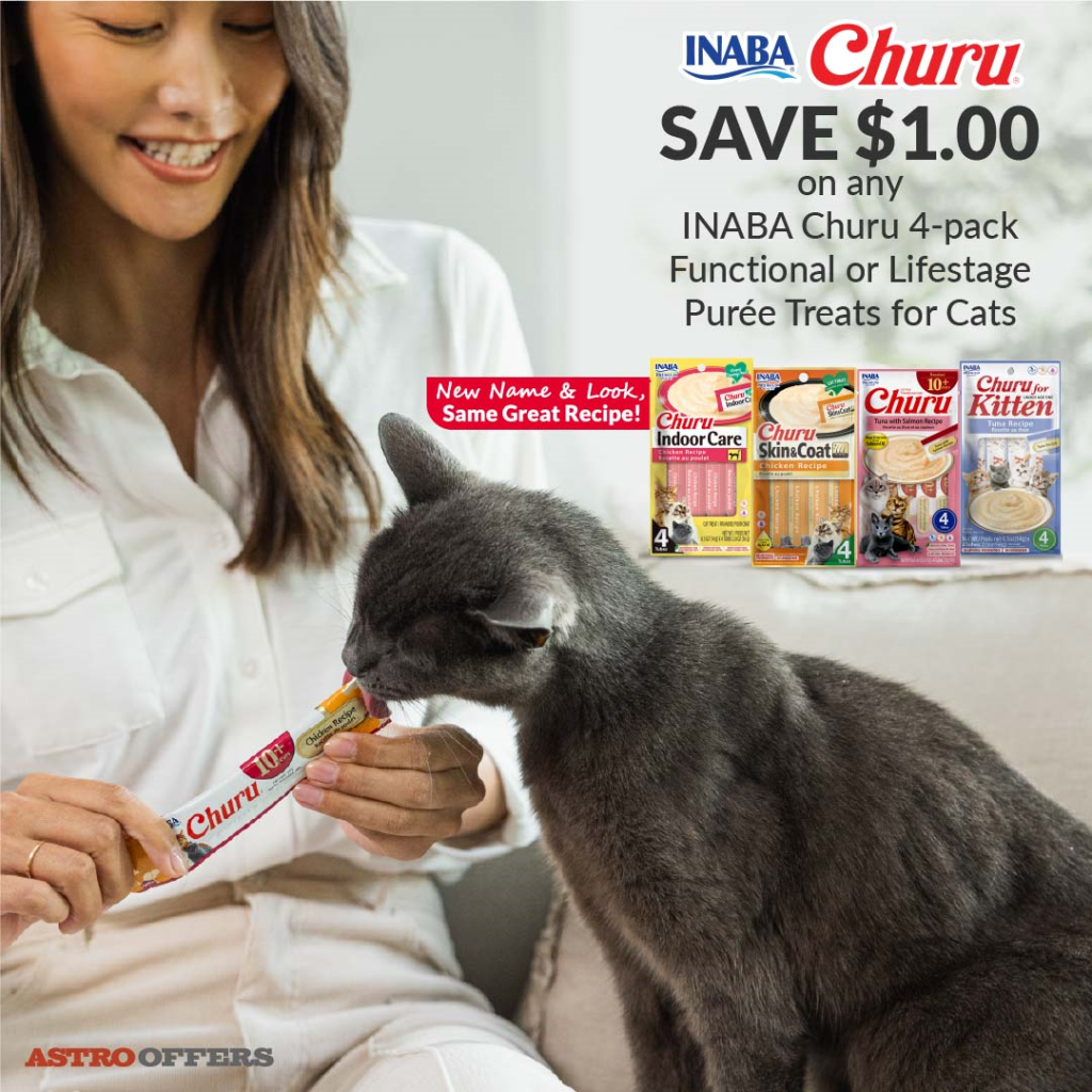 Astro | Inaba Pet Foods | $1.00 OFF Functional and Lifestage Churu 4-Pack Purees
