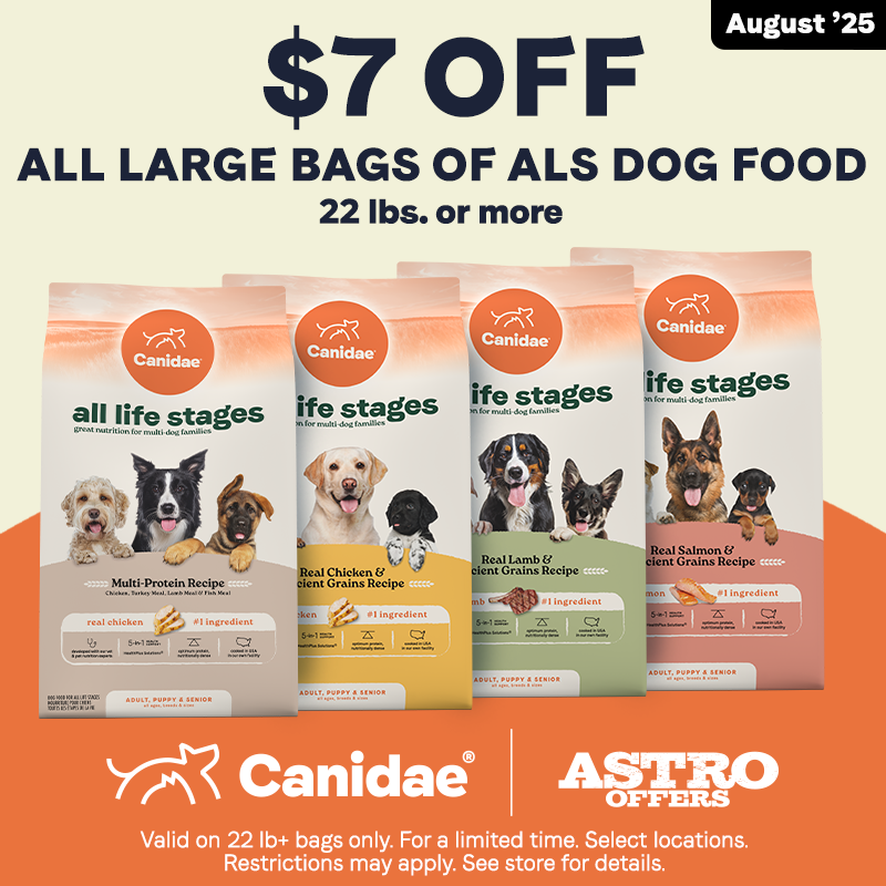 Astro | Canidae | $7.00 OFF Large Bags of ALS Dry Dog Food 