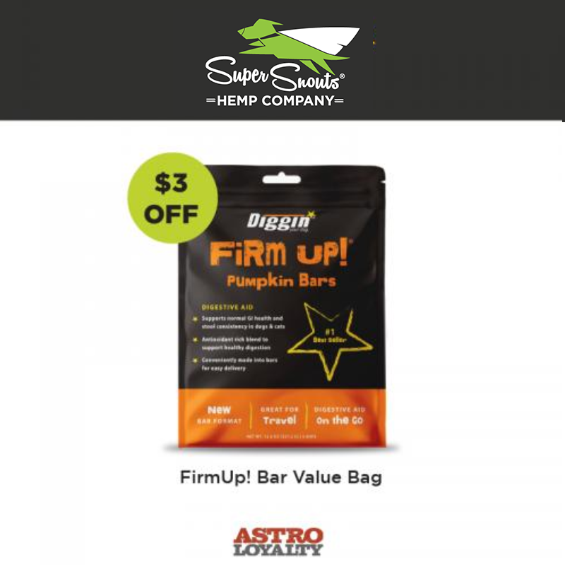 Astro | Diggin' Your Dog | $3.00 OFF Firm Up! Pumpkin Bar Value Bag